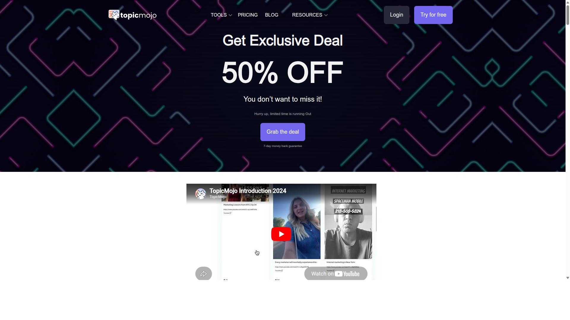 TopicMojo AI Content Generator website